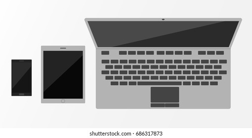 Top view of tablet and smartphone flat design