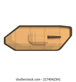 Top View Tank Icon Cartoon Vector. Gun Vehicle. War Military