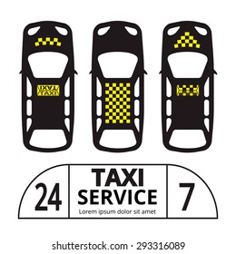 Top view Taxi cab symbol and sign. Public transport. Vector illustration