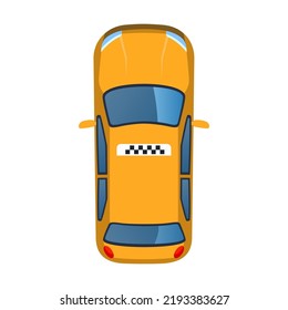 Top view of Taxi car flat icon. Roofs of different transports, trucks and vehicles vector illustration collection. Public and private transport