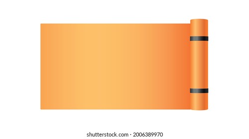 Top view template of orange mat for yoga or pilates workout, realistic vector illustration isolated on white background. Laid yoga exercising mat or mattress.