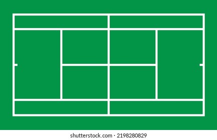 Top view of tennis court. Tennis green field. flat style.