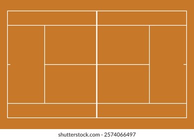 Top view tennis court ground. Clay tennis court outline. tactics board. EPS vector illustration