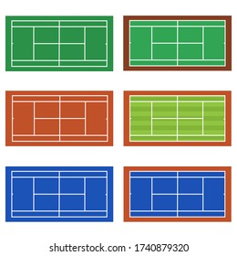 Top view of tennis court set - Vector and illustration.