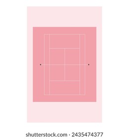 Top view of tennis court, sport background. Vector illustration. Pink tennis court. Suitable for poster, banner, web pages, background. Summer games. Wimbledon. Women's tennis championship.