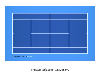Top view of tennis court - Vector illustration