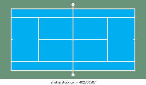 Top view of tennis court - Vector illustration