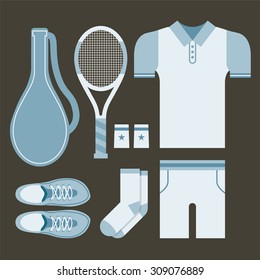 Top View Tennis Men's Gears Vector Illustration