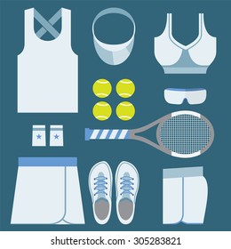 Top View Tennis Women's Gears Vector Illustration