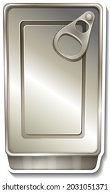 Top view of tin can sticker on white background illustration
