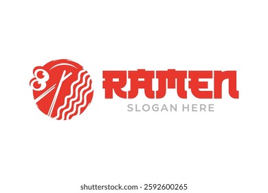 Top View Traditional Ramen Logo Design Illustration, Can Be Use For Any Companies Related To Noodle, Asian Food, Restaurant etc. Editable Vector