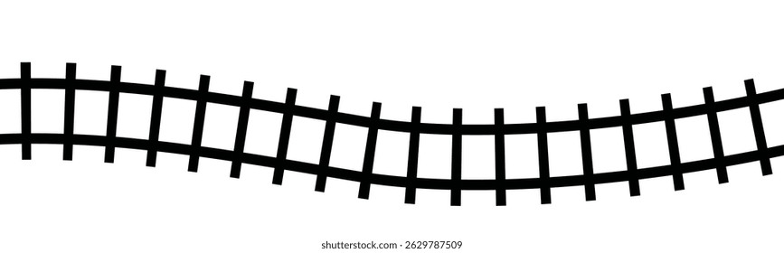 Top view train railroad track. Railway line road map path illustration. Flat vector illustration isolated on white background.