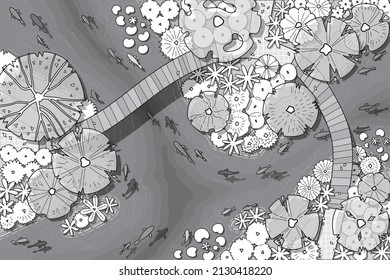 top view tree vector set for architectural and landscape design with garden site.
