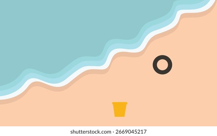 Vista superior Tropical Summer Beach Fundo no conceito de design de desenhos animados. Ilustração de vetor isolada.