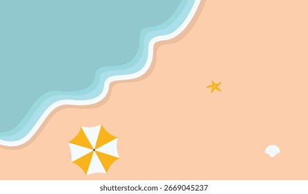 Draufsicht tropischen Sommer Strand Hintergrund in Cartoon Design Konzept. Isolierte Vektorgrafik.