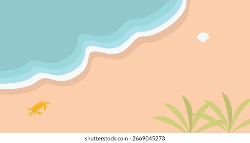 Vista superior Tropical Summer Beach Fundo no conceito de design de desenhos animados. Ilustração de vetor isolada.