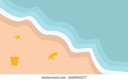 Draufsicht tropischen Sommer Strand Hintergrund in Cartoon Design Konzept. Isolierte Vektorgrafik.