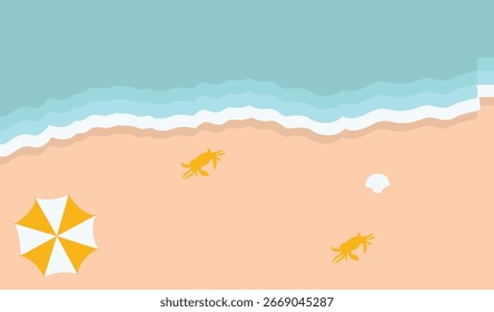 Vista superior de fondo de playa de verano tropical en concepto de diseño de dibujos animados. Ilustración vectorial aislada.