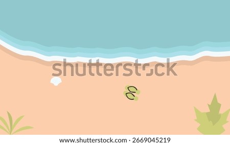 Top View Tropical Summer Beach Background in Cartoon Design Concept. Isolated Vector Illustration.