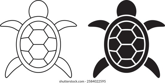 top view  turtle icon set