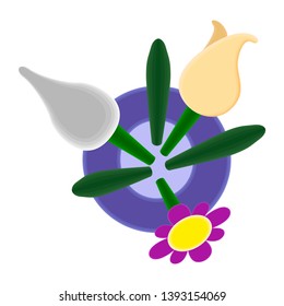 Top view of a vase with flowers - Vector