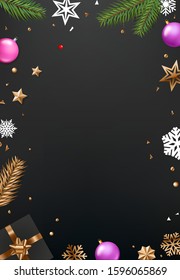 Top view vector background with christmas accessories