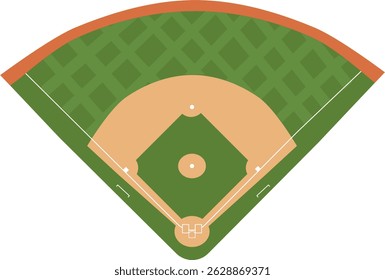 Top view vector illustration of a baseball field. Perfect for sports graphics, designs, and backgrounds related to baseball games and activities.