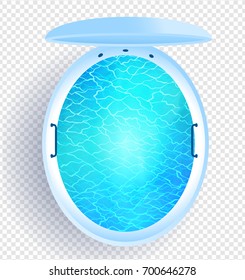 Top view vector illustration of floating tank with blue water isolated on transparency background.