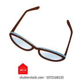 Top view vector illustration of glasses isolated on white background.