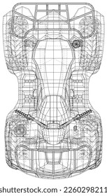 Top view Vector illustration Quad bike isolated on white. ATV extreme sport. 3d drawing style.