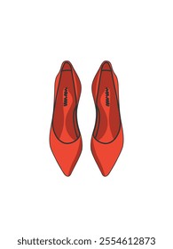 Top view vector illustration of red women’s shoes