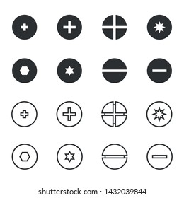 Top view vector illustration screws bolts