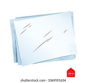 Top view vector illustration of sheets of paper isolated on white background.