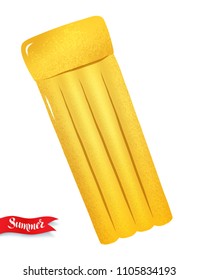 Top view vector summertime illustration of yellow pool raft isolated on white background.