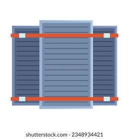 Top view of warehouse element vector. Boxes and equipment in warehouse of goods in the store. Logistics industry concept