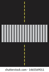 Top View of White Crosswalk on black road vector
