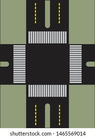 Top View of White Crosswalk on black road vector
