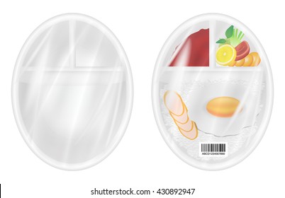 top view of White polystyrene packaging mockup with food inside