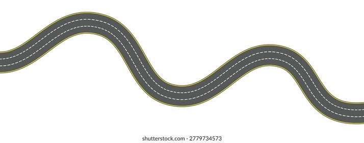 top view winding road wavy highway lane or curved race 