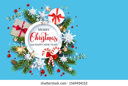 Top view of winter holiday design