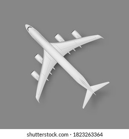 Top View Wite Plane With Shadow. EPS10 Vector