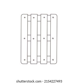 Top view of wood pallet or platform, outline icon, vector illustration isolated on white background. Wooden crate box for transporting and storing goods.