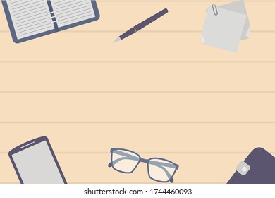 Top view work space desk for template background with empty space for text modern flat style vector illustration