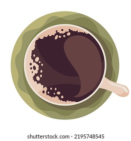 Top view workplace organization mockup element. Work desk with office stuff for design. Top view on cup. Template sign of home office supplies