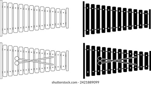 conjunto de iconos de xilófono de vista superior