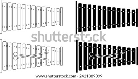 top view xylophone icon set