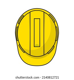 Top view yellow helmet hat or worker helmet hat or construction helmet hat isolated graphic flat design vector illustration  