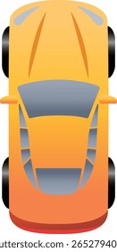 Top view of a yellow sports car