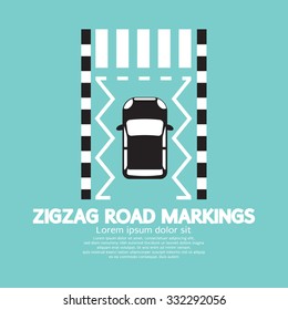 Top View Of Zigzag Road Markings Vector Illustration