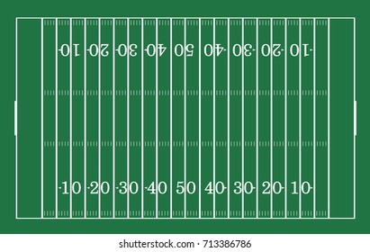 Top views of american football field. Vector green grass pattern for sport background.